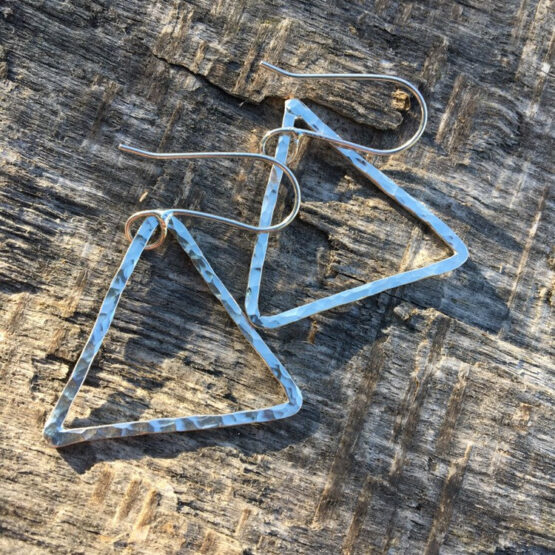Chilli Designs Big Hammered Triangle Drop Earrings 1