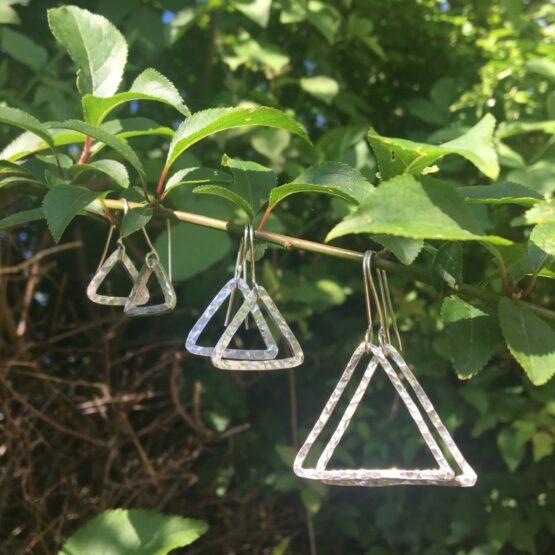 Chilli Designs triangle hammered drop earrings
