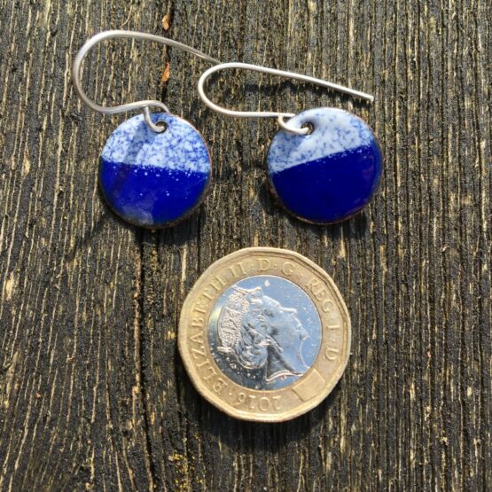 Chilli Designs blue white enamelled earrings