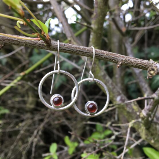 Chilli Designs garnet circles earrings