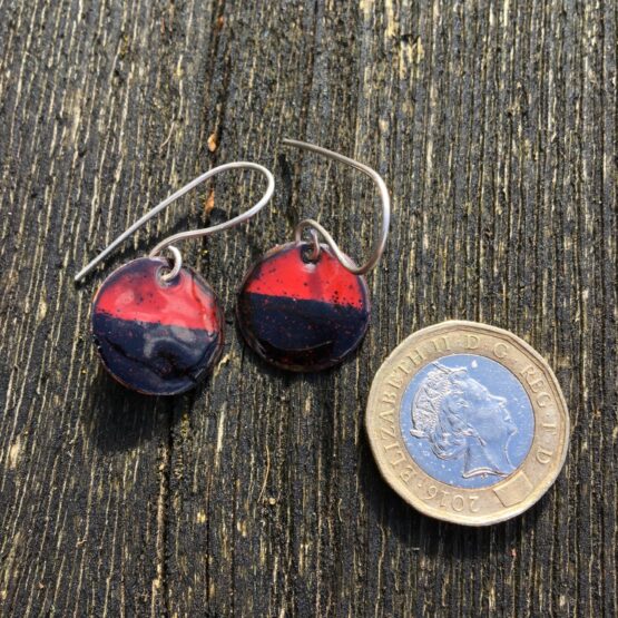 Chilli Designs red black enamelled earrings