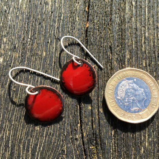 Chilli Designs red black enamelled earrings