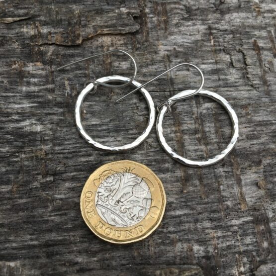 Chilli Designs large circle hammered drop earrings