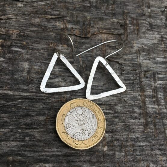 Chilli Designs medium triangle drop hammered earrings