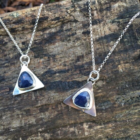 Chilli Designs rose cut sapphire triangle pendant