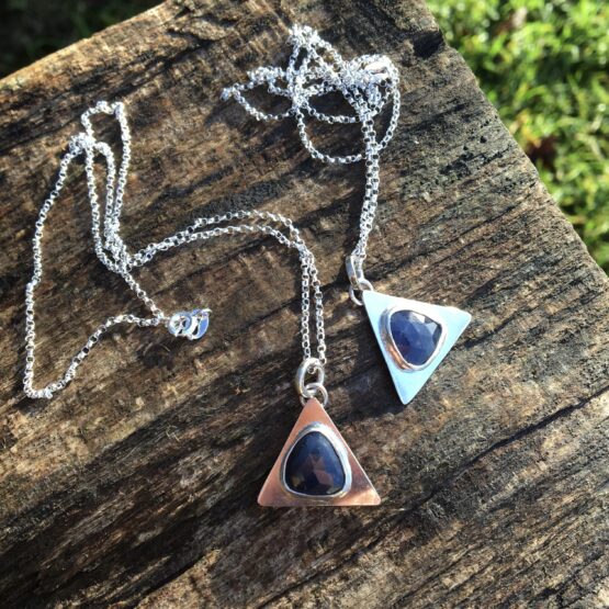 Chilli Designs rose cut sapphire triangle pendant