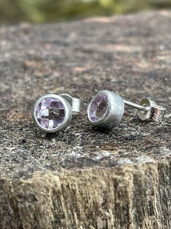 Chilli Designs pink amethyst faceted stud earrings