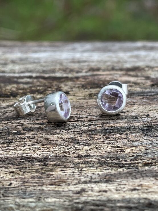 Chilli Designs pink amethyst faceted stud earrings