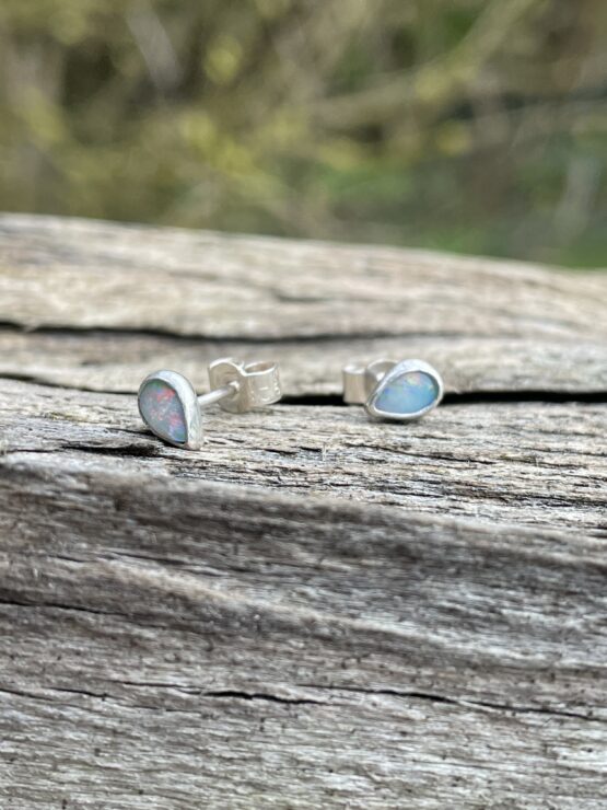 Chilli Designs light blue green pink opal stud earrings