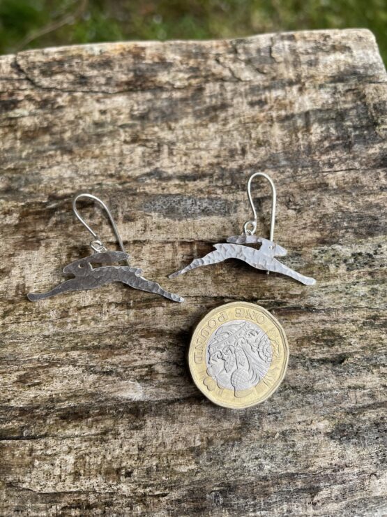 Chilli Designs running hare drop earrings