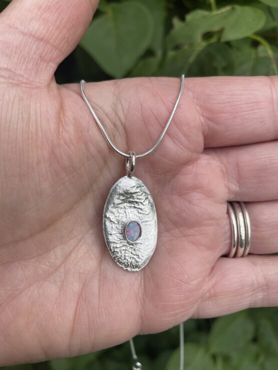 Chilli Designs reticulated opal pendant with lighter stone