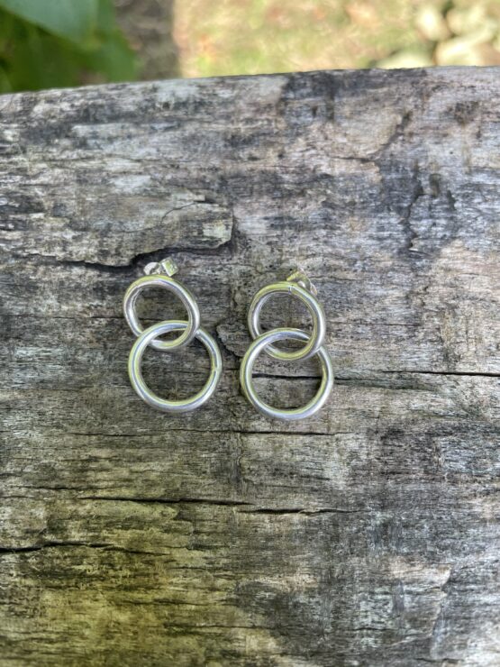 Chilli Designs double silver ring drop earrings