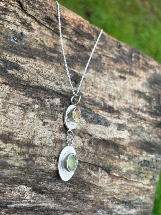 Chilli Designs peridot and citrine oval pendant necklace