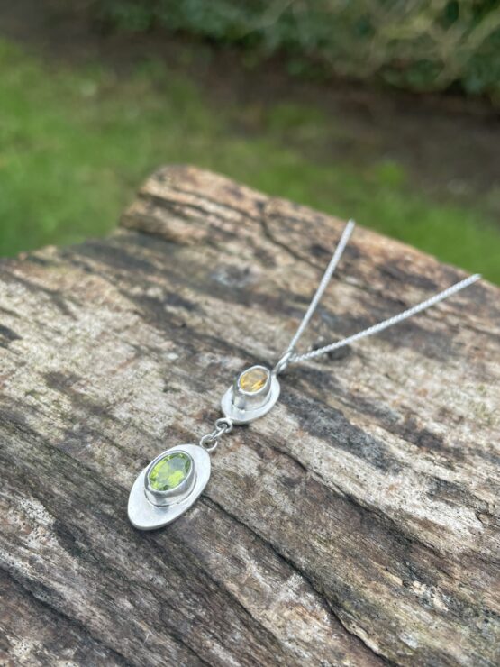 Chilli Designs peridot and citrine oval pendant necklace