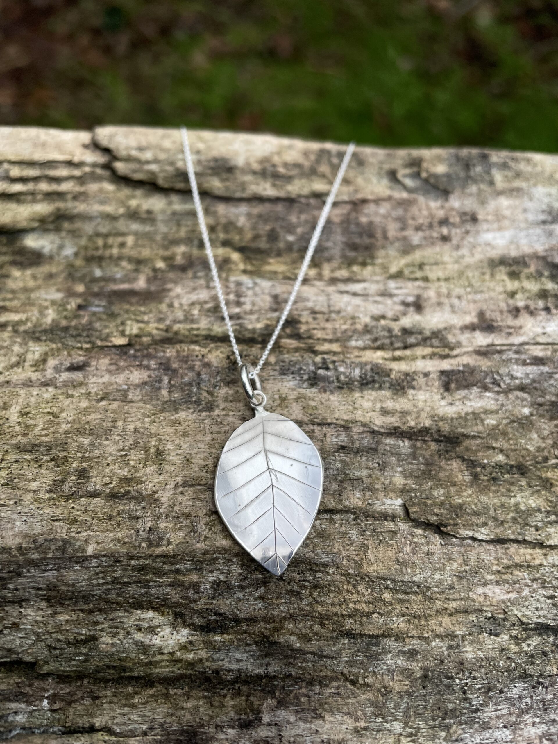 Chilli Designs ancient leaves beech pendant