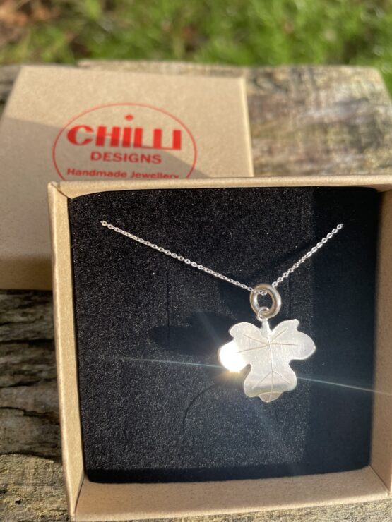 Chilli Designs ancient leaves field maple pendant in box