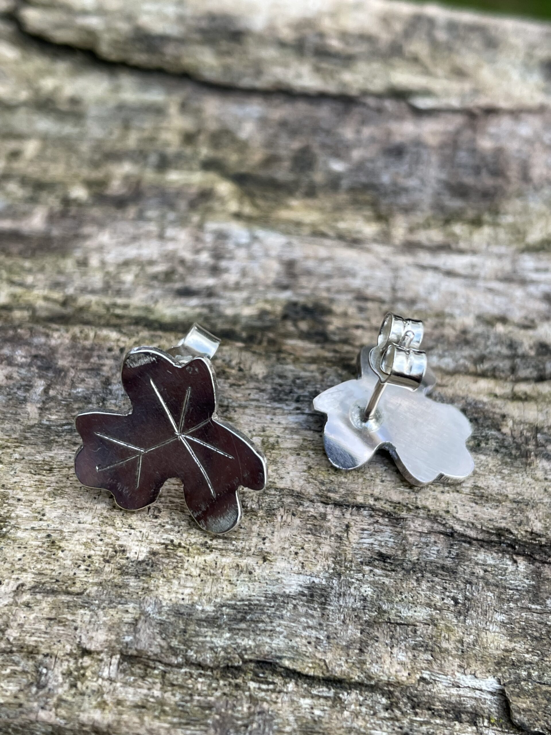 Chilli Designs ancient leaves field maple stud earrings