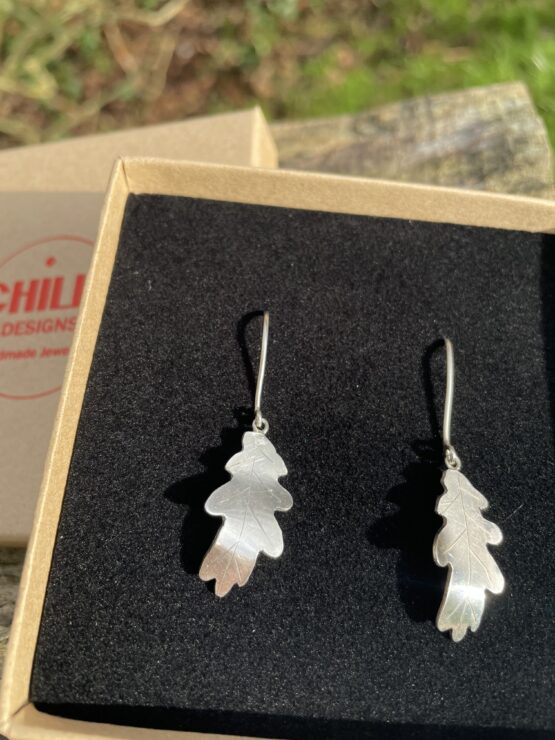 Chilli designs ancient leaves oak drop earrings in box