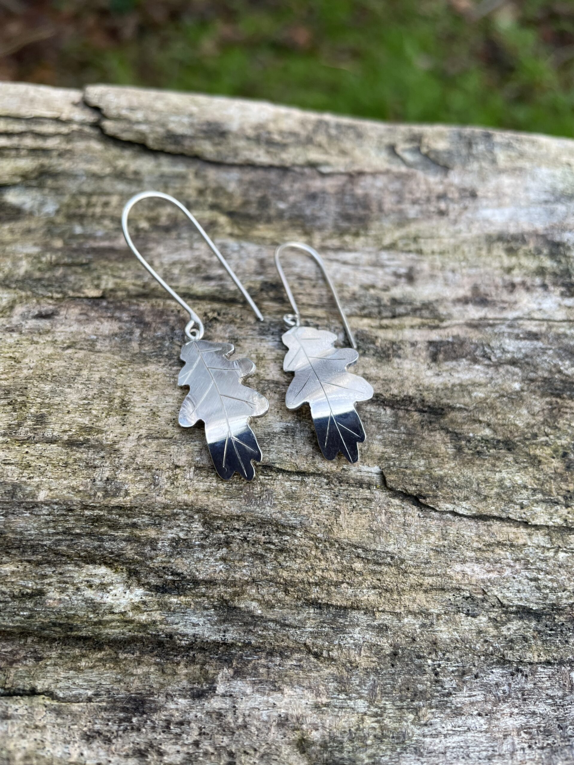 Chilli Designs ancient leaves oak drop earrings