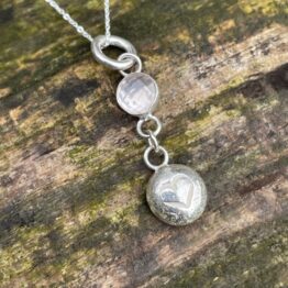 Chilli Designs rose quartz and heart pendant necklace