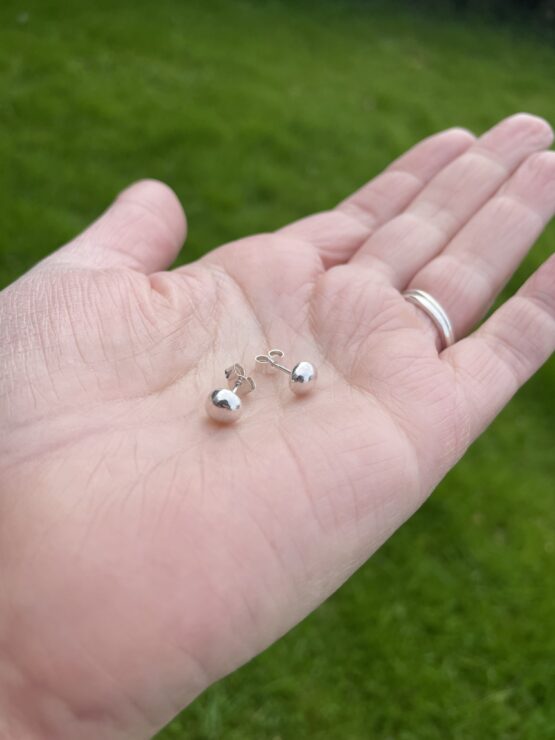 sterling silver pebble stud earrings