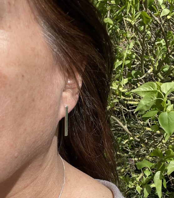 hammered long stud earrings