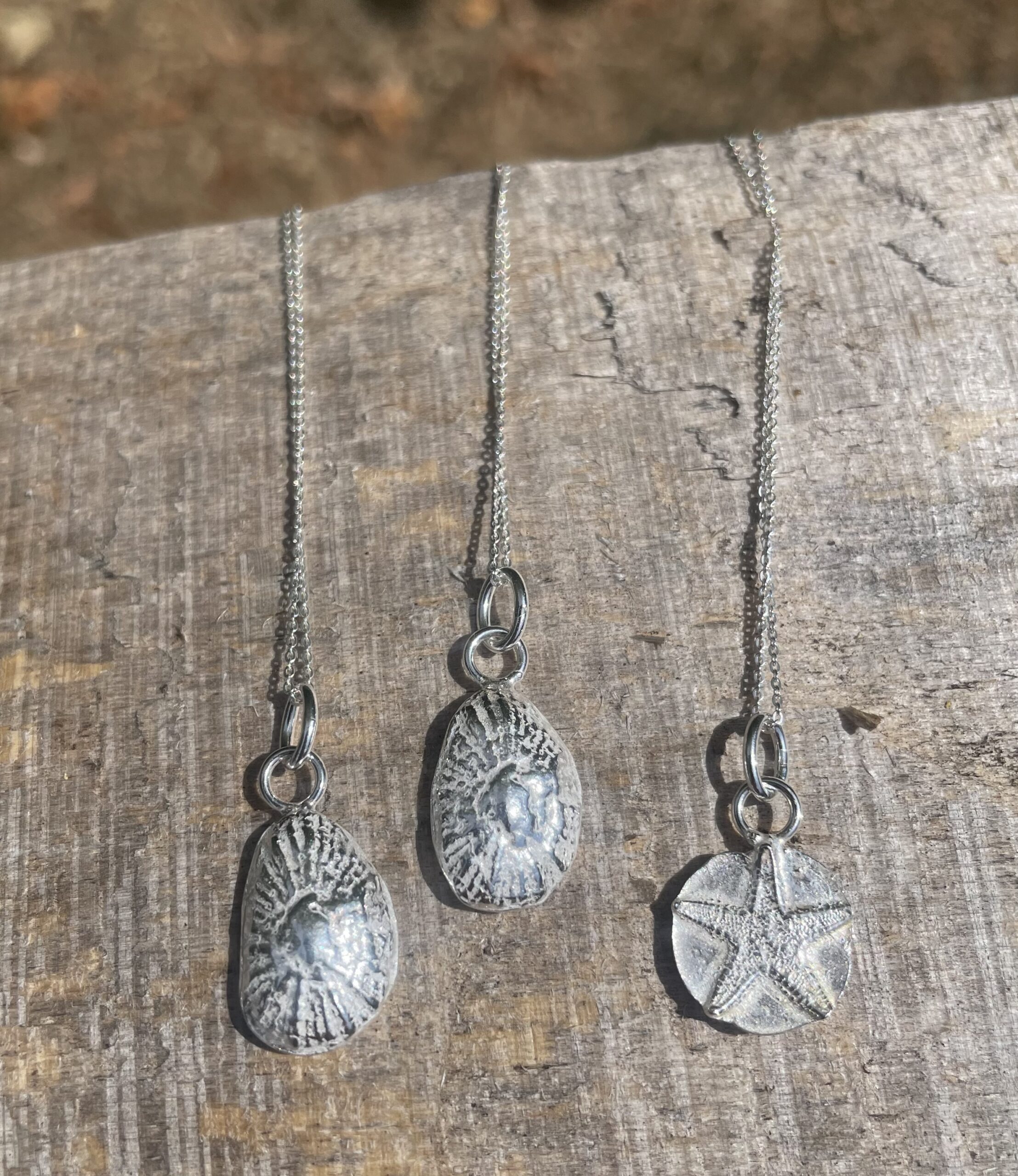 fine silver shell pendants Chilli Designs